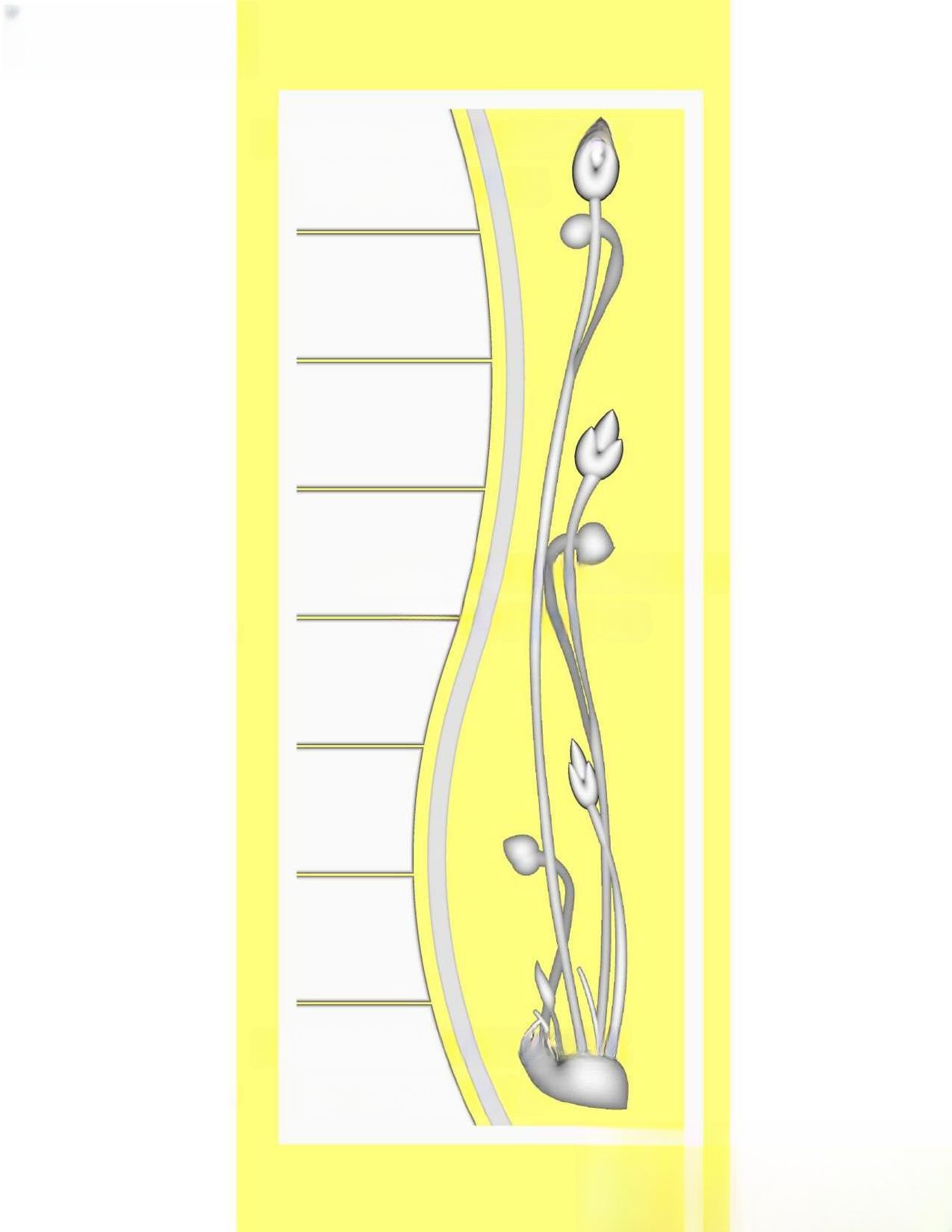 MD - MIX-126 Floral Elegance Modern Door 3D Relief Model